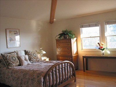Santa Barbara house rental - Master bedroom 22' x 20' offers   partial ocean view