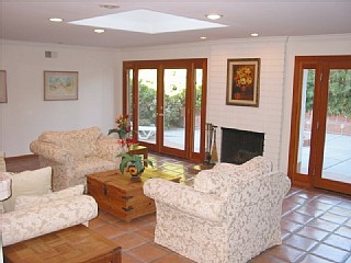 Santa Barbara house rental - Comfy living room with fireplace.