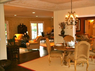 Elegant furnishings in an open floor plan.