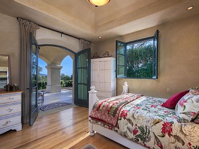 First-floor guest bedroom with private outdoor space
